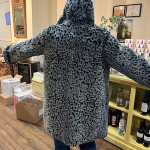 Dennis Bosso Gray Faux Fur Coat